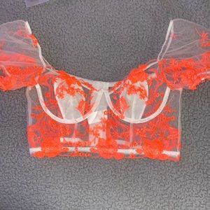 Orange & White Lace Corset